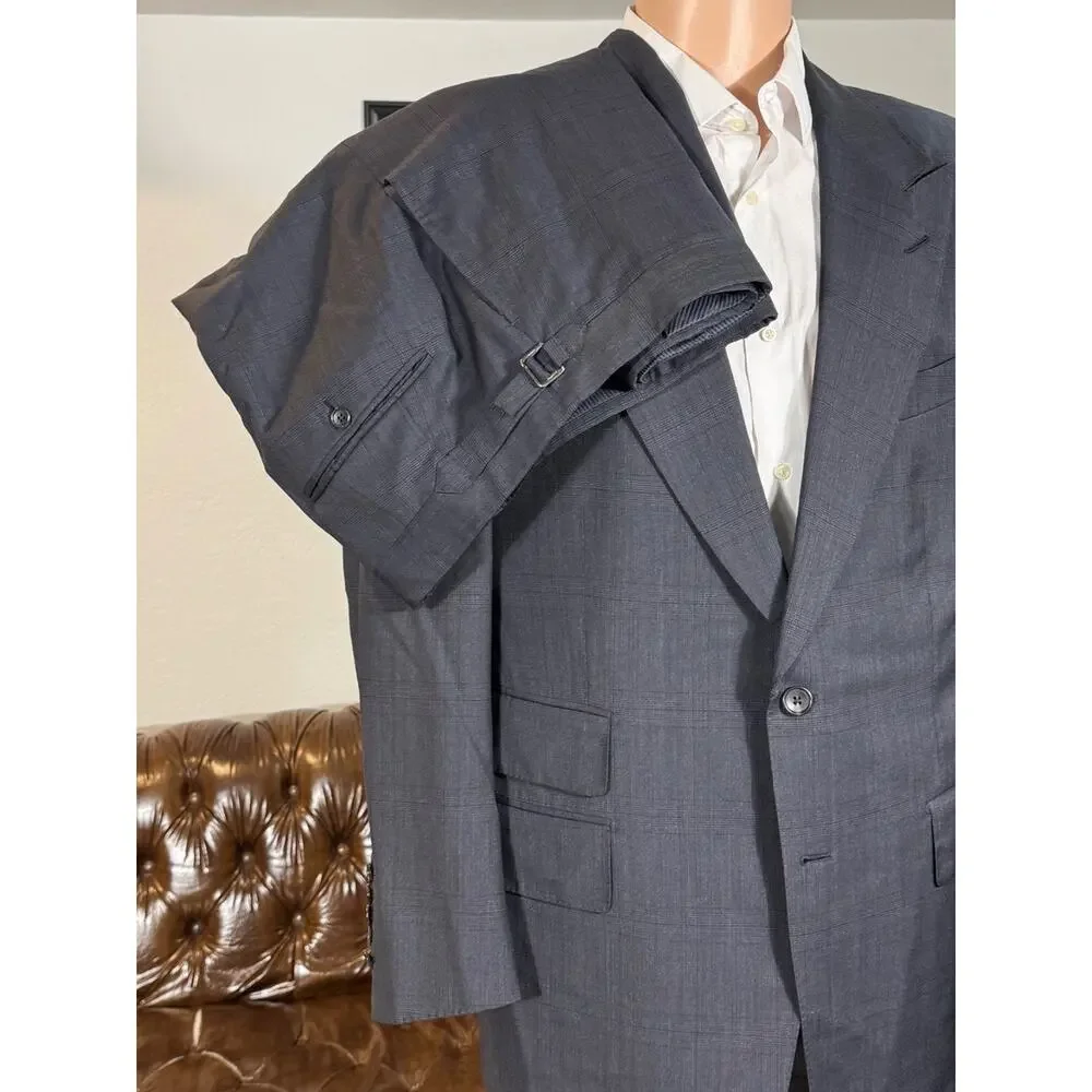 Tom Ford Navy Blue Prince of Wales Wool 2Pc Suit Windsor (56R IT) 44R Peak